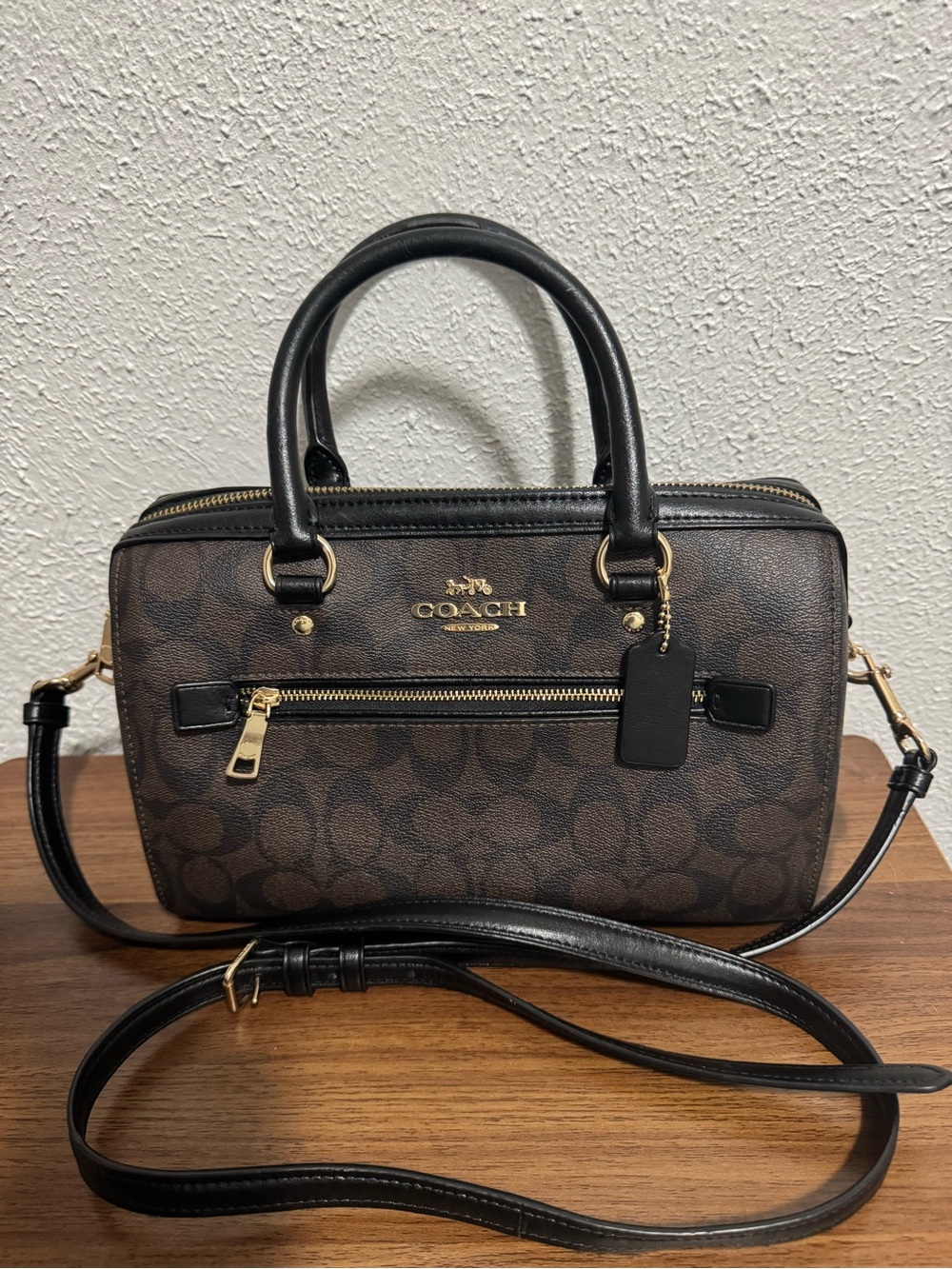 Coach Rowan Satchel Brown Signature Canvas